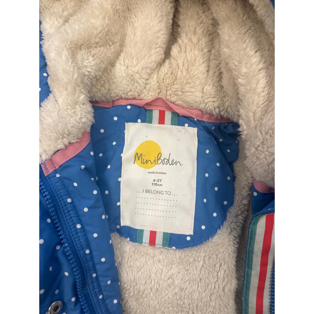 Mini Boden Sherpa Lined Anorak Polka Dot with Embroidered Guinea Pig - Picture 3 of 7